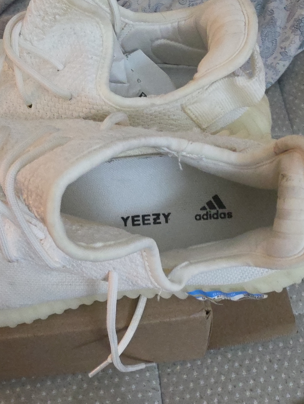 adidas Yeezy Off-White/Cream Knit Sneakers